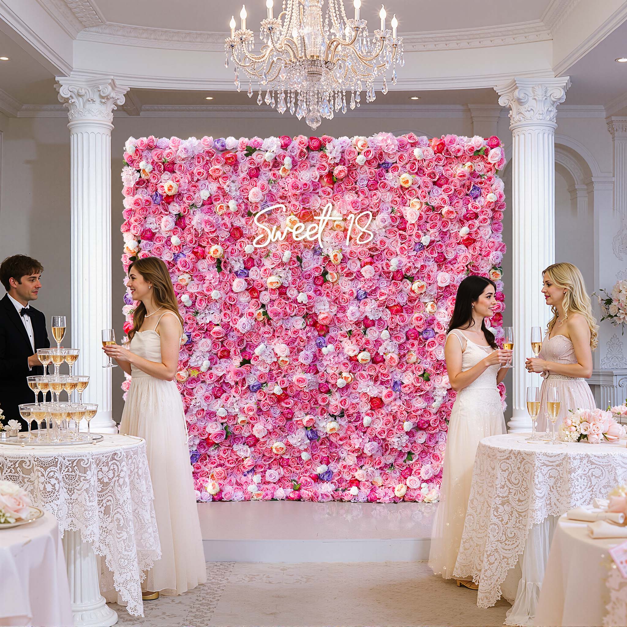 Aliflowers 3D Hot Pink Flowers for Wall Wedding Decorative ALFWL045 - Image 2