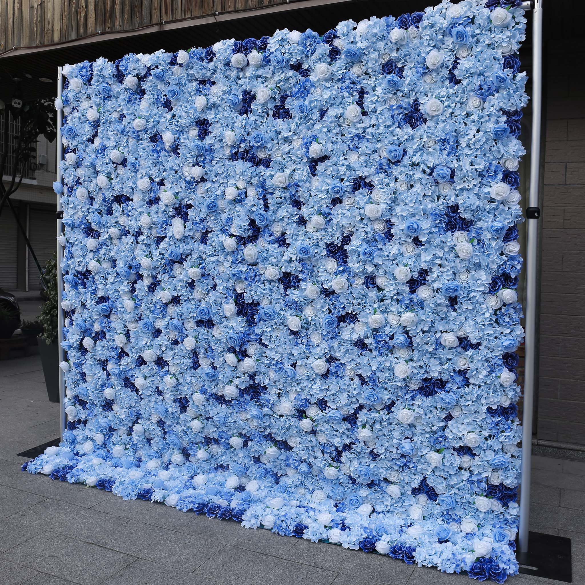 Aliflowers 3D Light Blue Silk Flower Wall Wedding Backdrop Hanging Decor ALFWL070 - Image 11