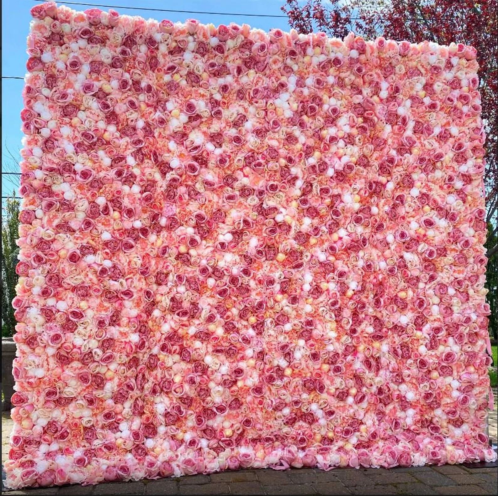 Ali Flowers Fabric Rolling up Curtain Floral Wall Wedding backdrops Cloth Flower Wall ALFWL005 - Image 11