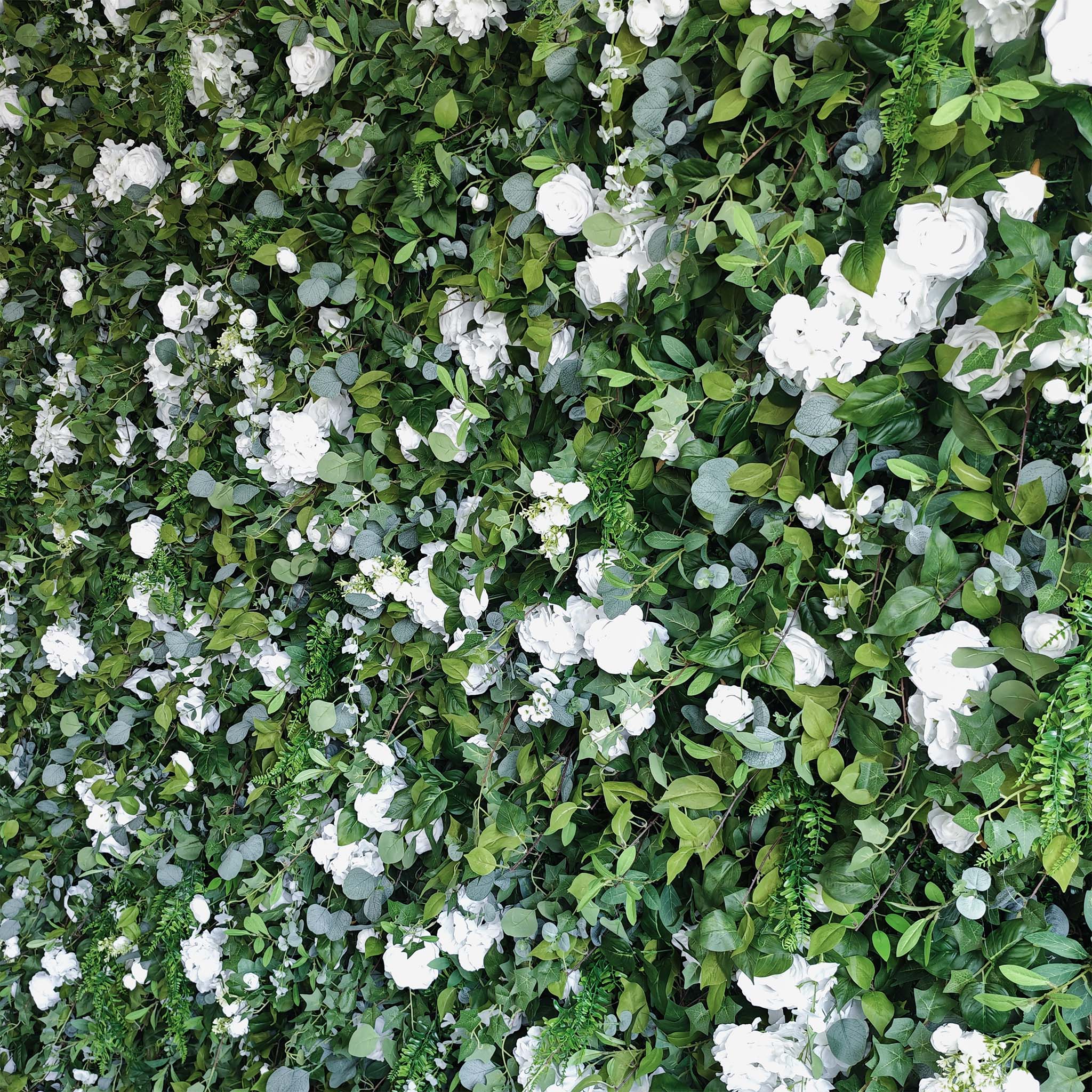 Aliflowers 3D White Rose & Green Leaf Roll-Up Flower Wall Backdrop For Wedding & Party - Image 8