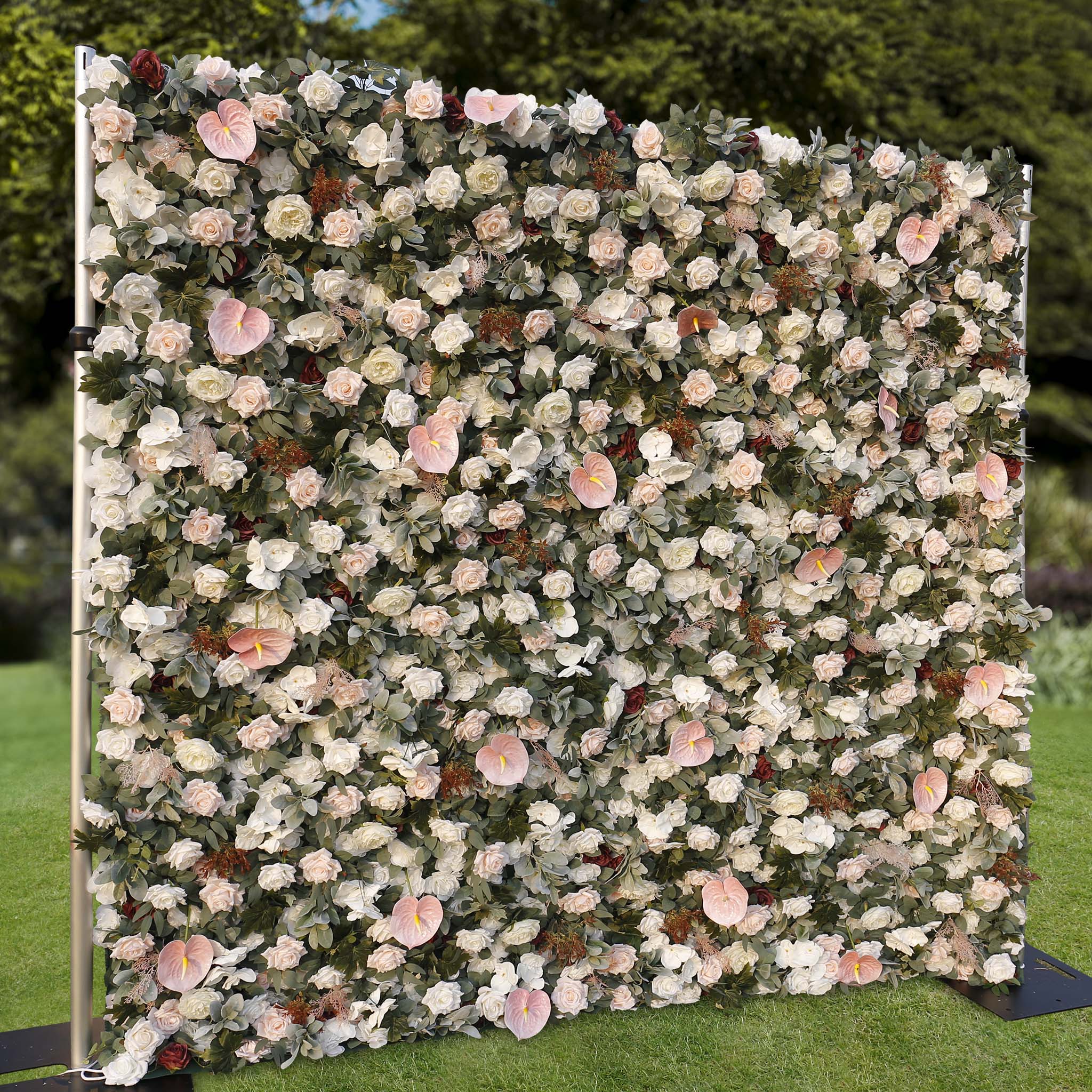 Aliflowers 3D White Rose with Anthurium Wedding Artificial Floral Wall ALFWL093 - Image 8