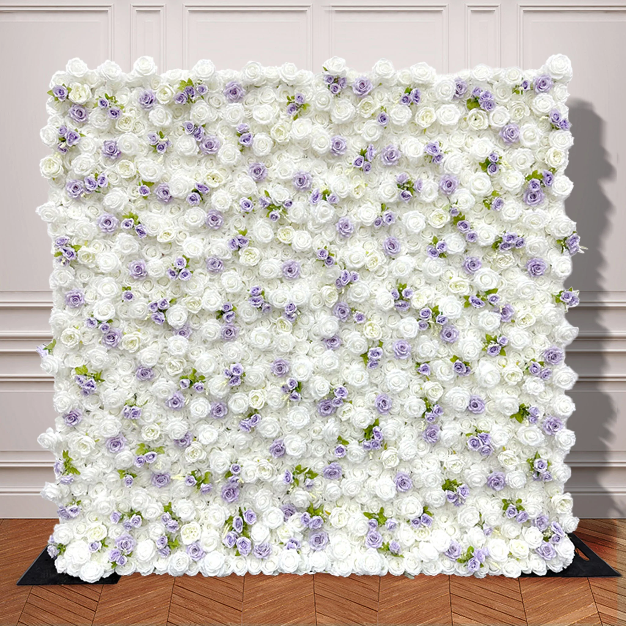 Aliflowers 3D Purple and White Fabric Roller Curtain Floral Background for Wedding Party and Event Decoration ALFWL166