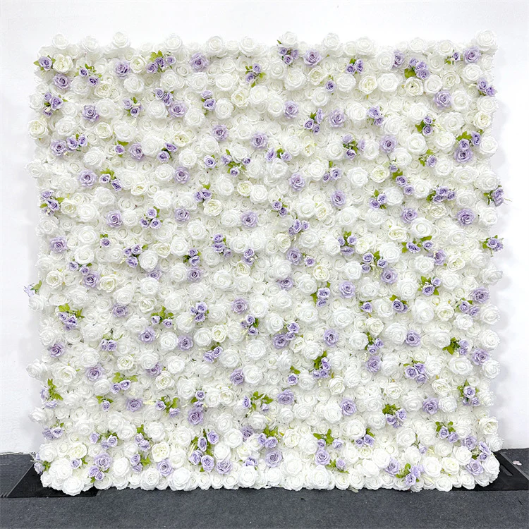 Aliflowers 3D Purple and White Fabric Roller Curtain Floral Background for Wedding Party and Event Decoration ALFWL166 - Image 7