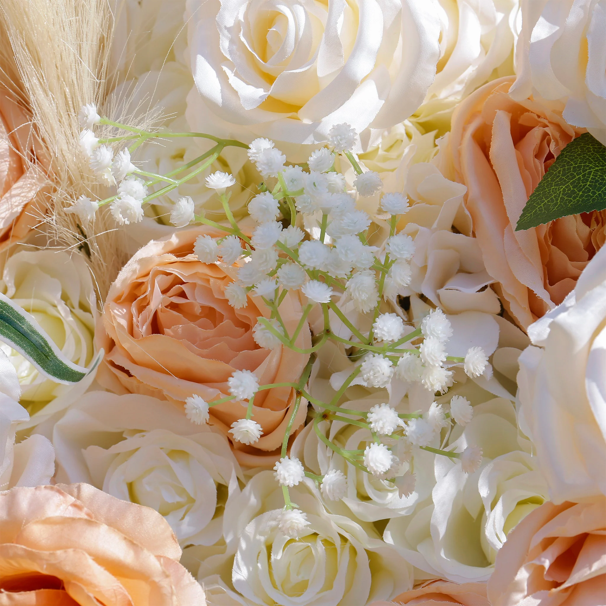 Aliflowers 5D Champagne Rose with Pampas grass Fabric Artificial Flower Wall ALFWL038 - Image 10