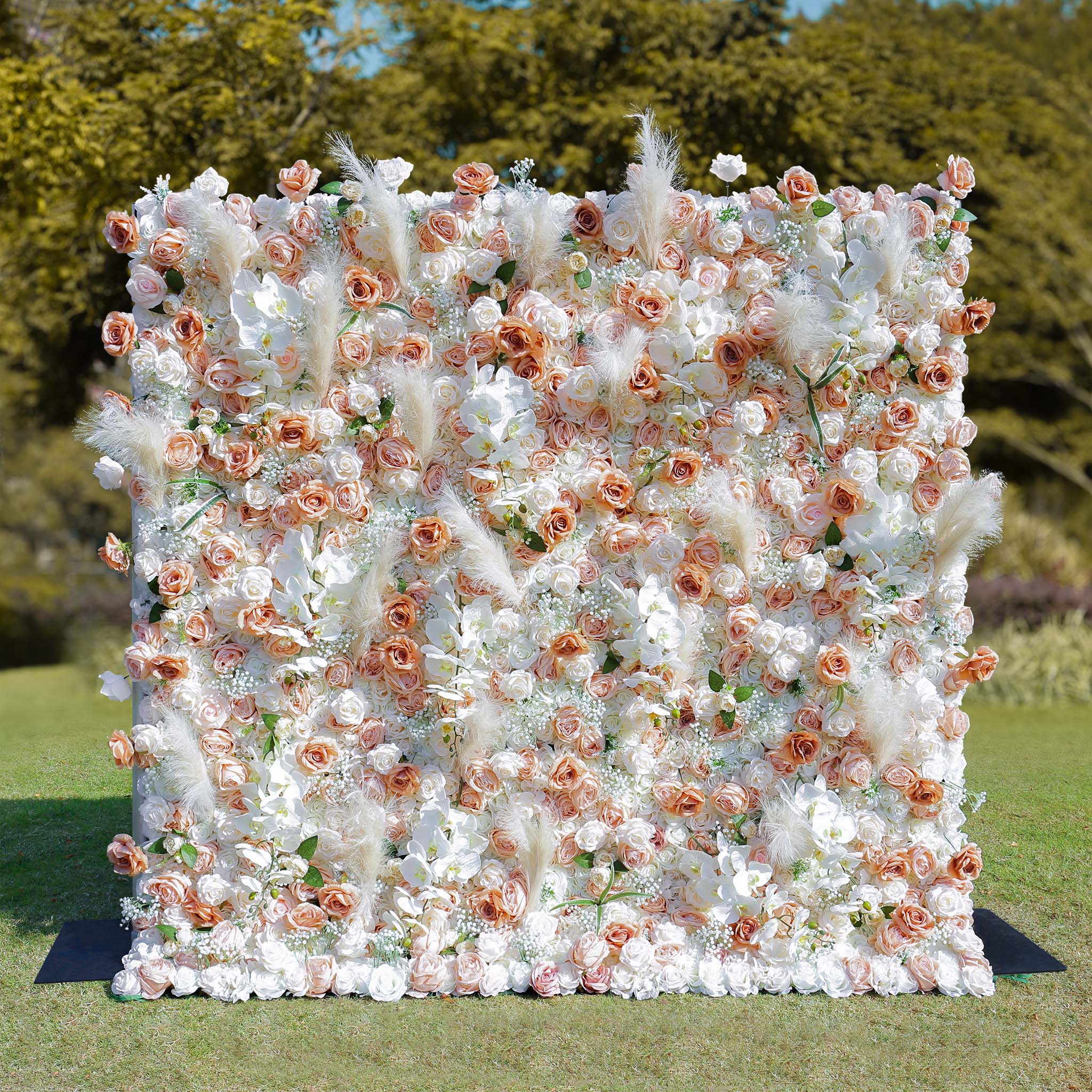 Aliflowers 5D Champagne Rose with Pampas grass Fabric Artificial Flower Wall ALFWL038 - Image 8