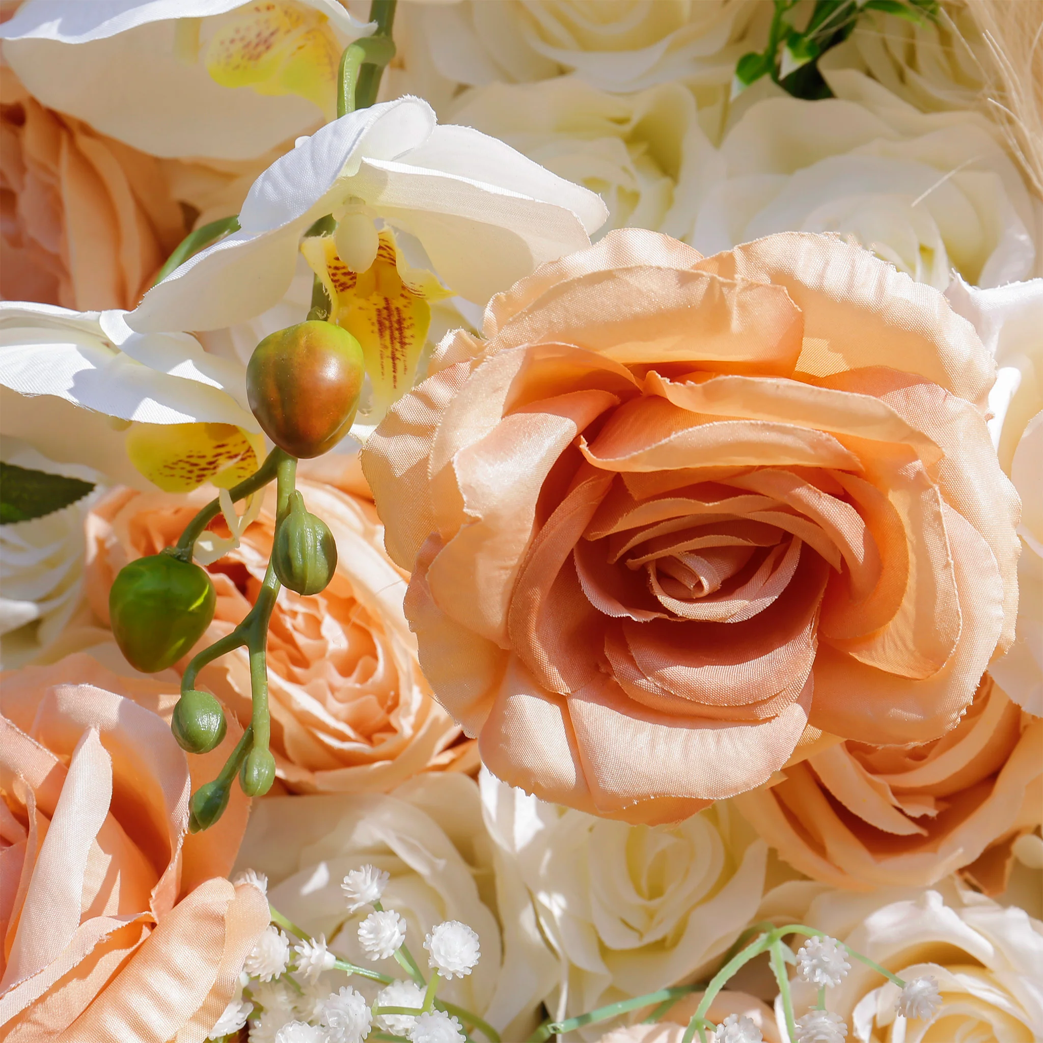 Aliflowers 5D Champagne Rose with Pampas grass Fabric Artificial Flower Wall ALFWL038 - Image 9