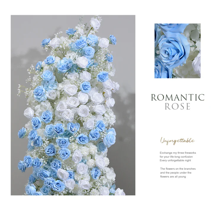 Aliflowers Blue And White Rose Hydrangea Wedding KT Background Event Party Decoration ALFKT009 - Image 2