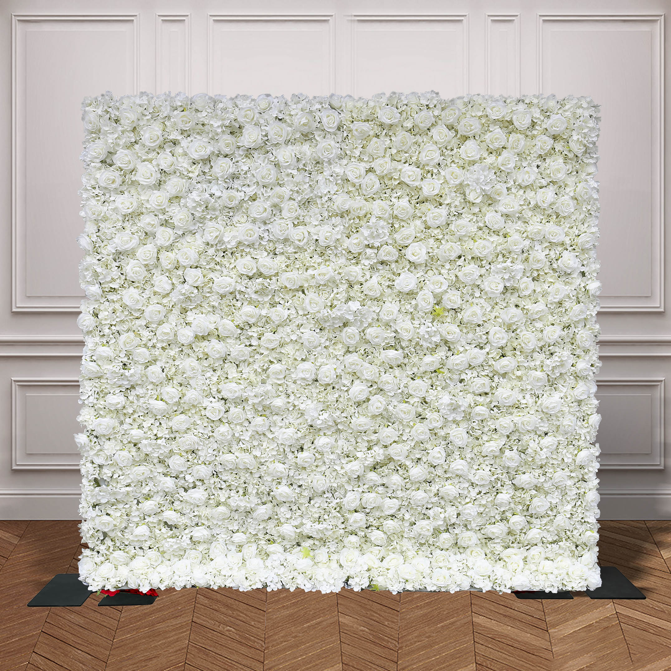 Aliflowers Cream Rose Roll Up Fabric Artificial Flower Wall for Sale ALFWL065