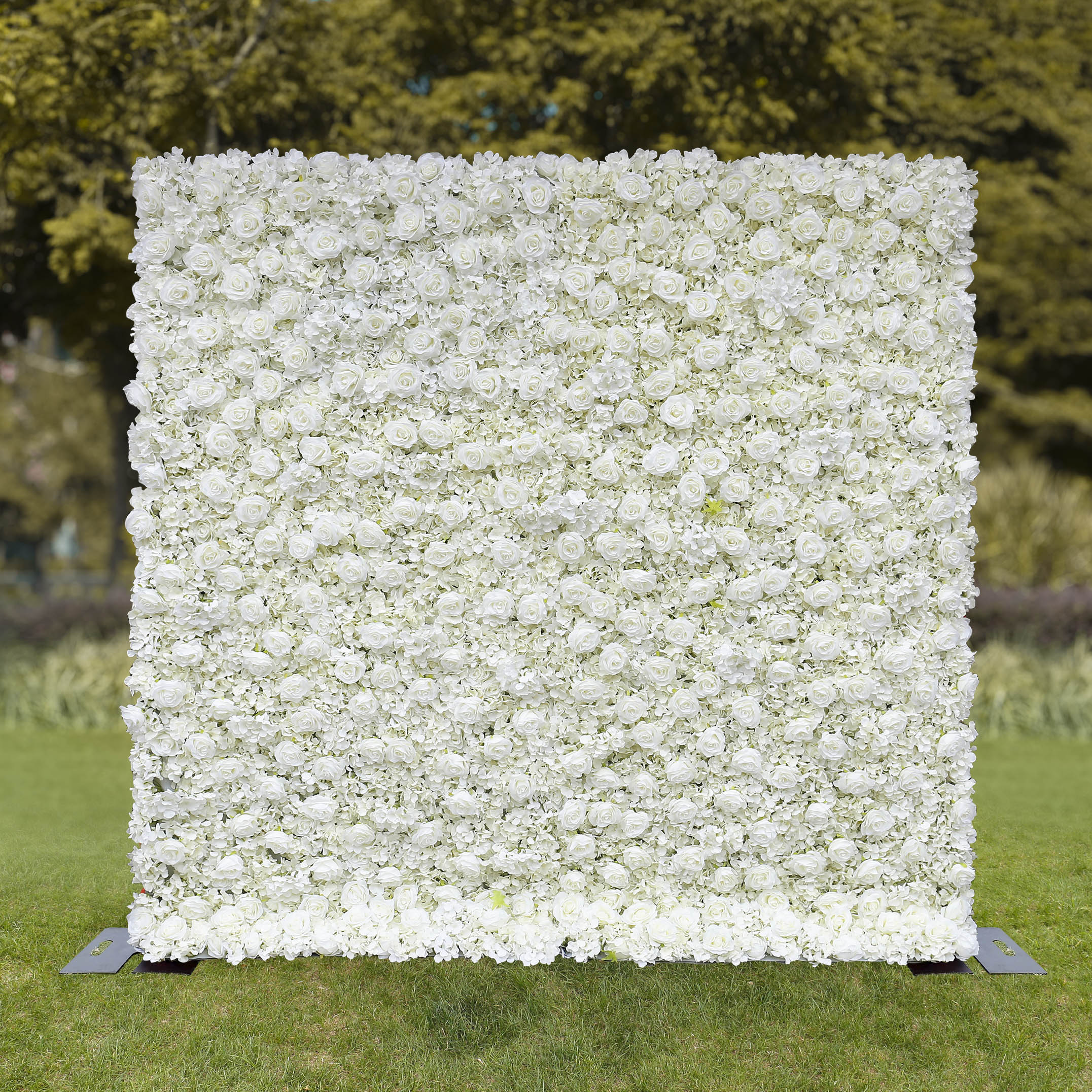 Aliflowers Cream Rose Roll Up Fabric Artificial Flower Wall for Sale ALFWL065 - Image 10