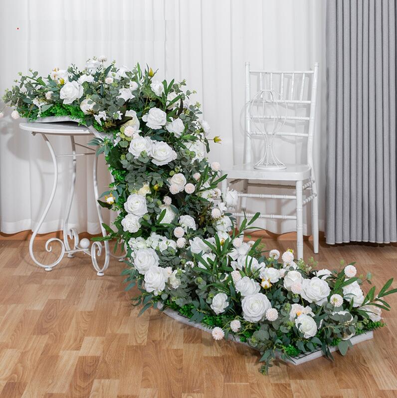 Aliflowers Greenery Rose Artificial Flower Table Flowers Strip Runner Wedding Backdrop Decor ALFRW003