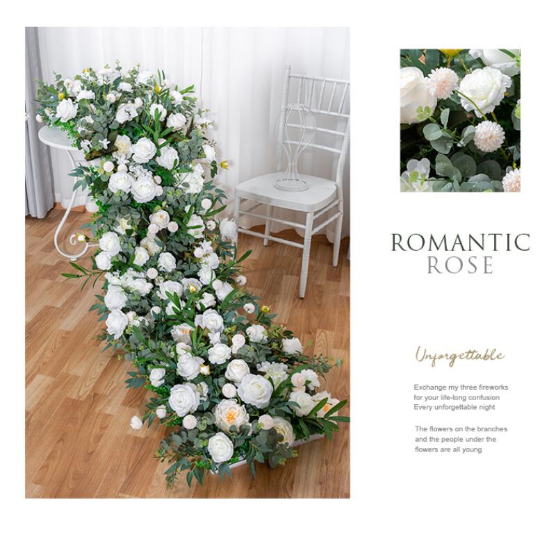 Aliflowers Greenery Rose Artificial Flower Table Flowers Strip Runner Wedding Backdrop Decor ALFRW003 - Image 2