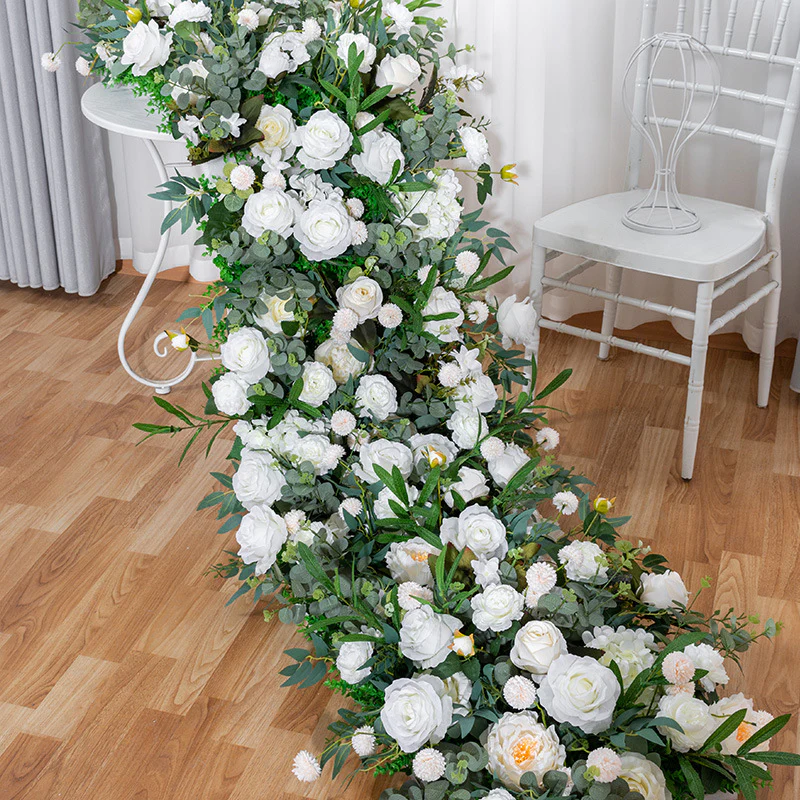 Aliflowers Greenery Rose Artificial Flower Table Flowers Strip Runner Wedding Backdrop Decor ALFRW003 - Image 3