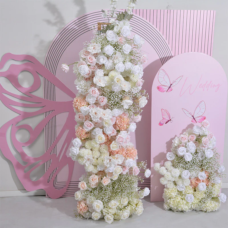 Aliflowers Nude Pink Rose Baby's Breath Wedding Backdrop KT Board Frame Arch Decor Floral Arrangement ALFKT004 - Image 3