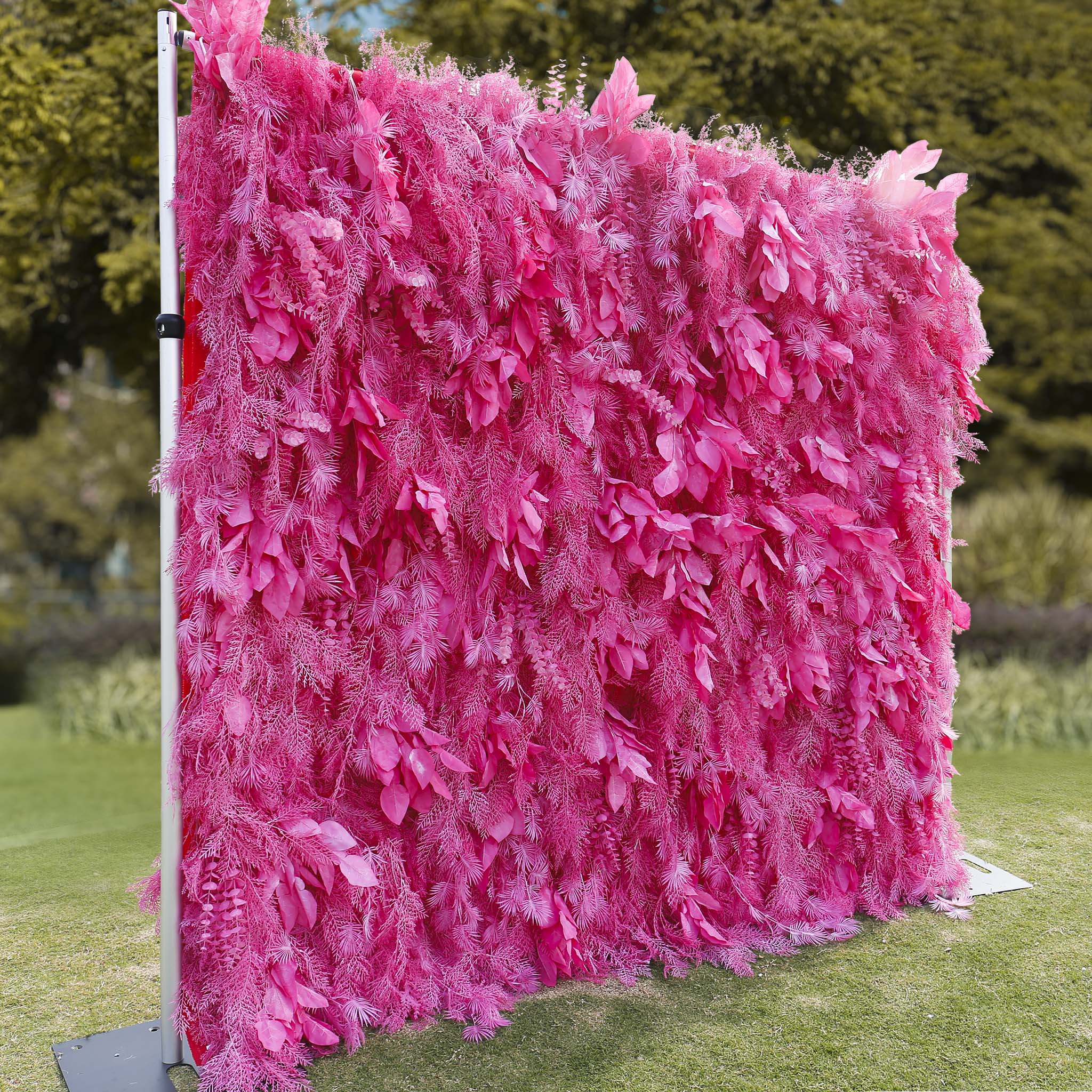 Aliflowers Hot Pink Feathered Leaf Wall – 3D Faux Floral Backdrop for Events & Weddings - Image 11
