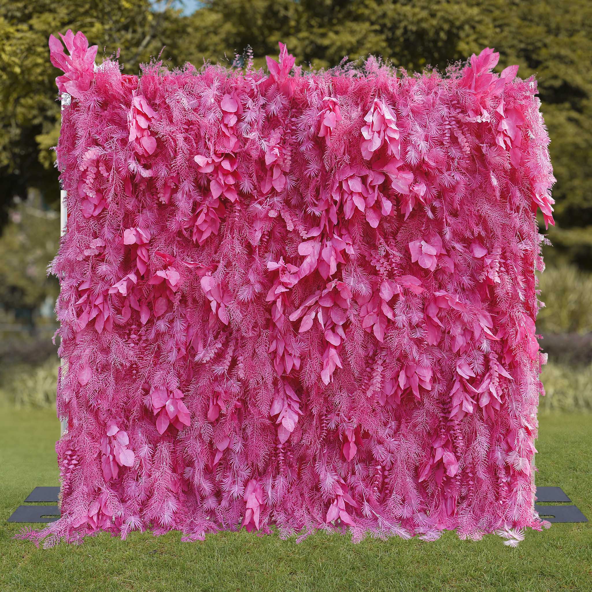 Aliflowers Hot Pink Feathered Leaf Wall – 3D Faux Floral Backdrop for Events & Weddings - Image 12