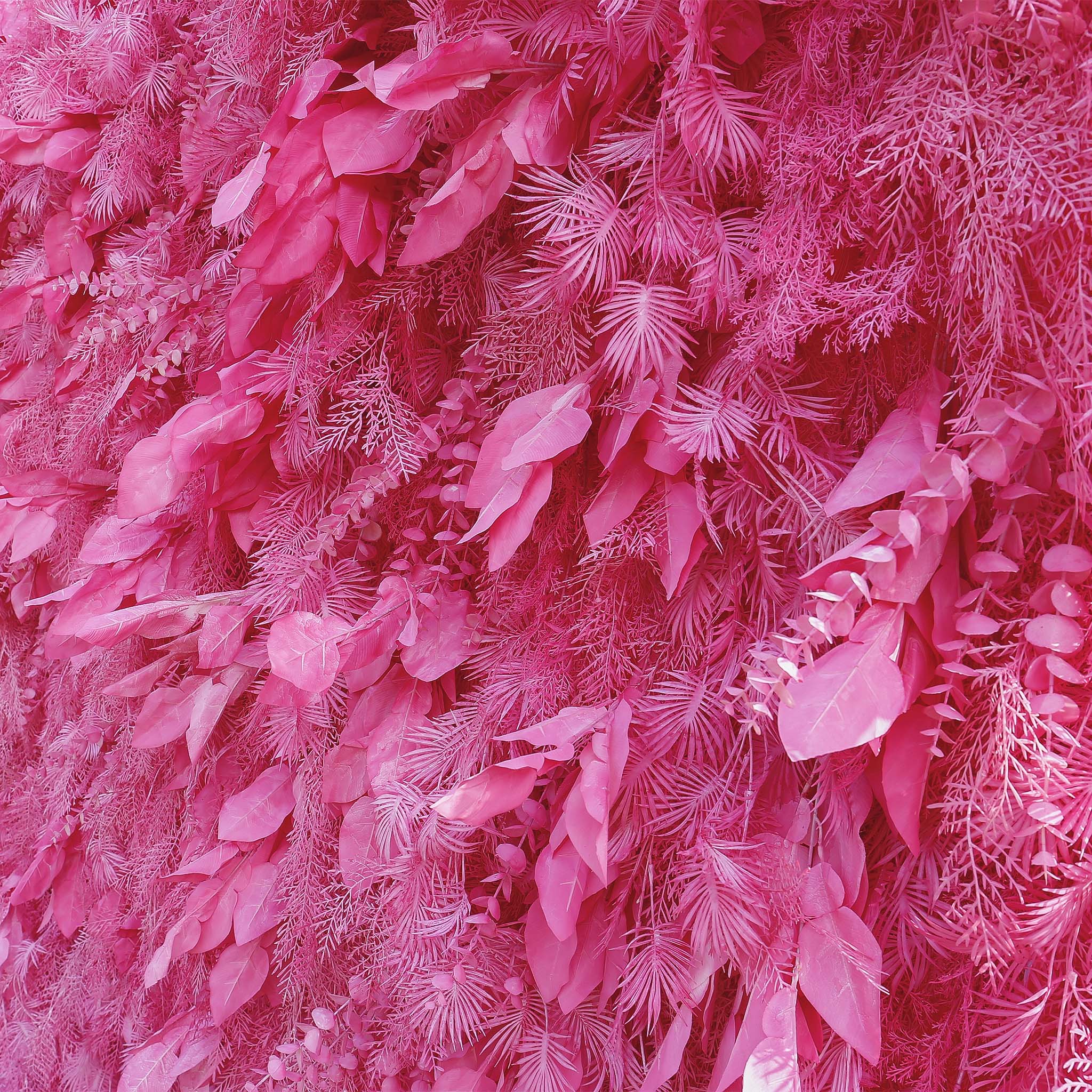 Aliflowers Hot Pink Feathered Leaf Wall – 3D Faux Floral Backdrop for Events & Weddings - Image 3
