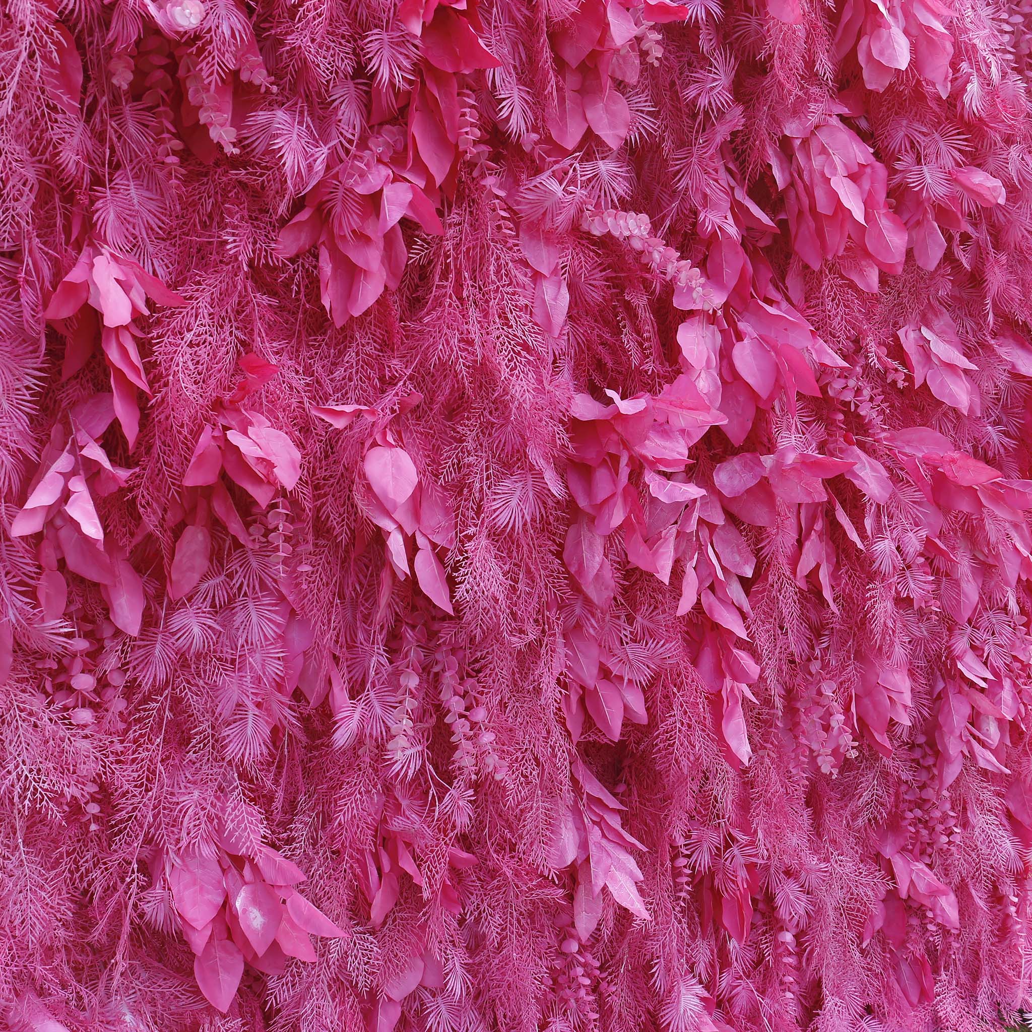 Aliflowers Hot Pink Feathered Leaf Wall – 3D Faux Floral Backdrop for Events & Weddings - Image 4