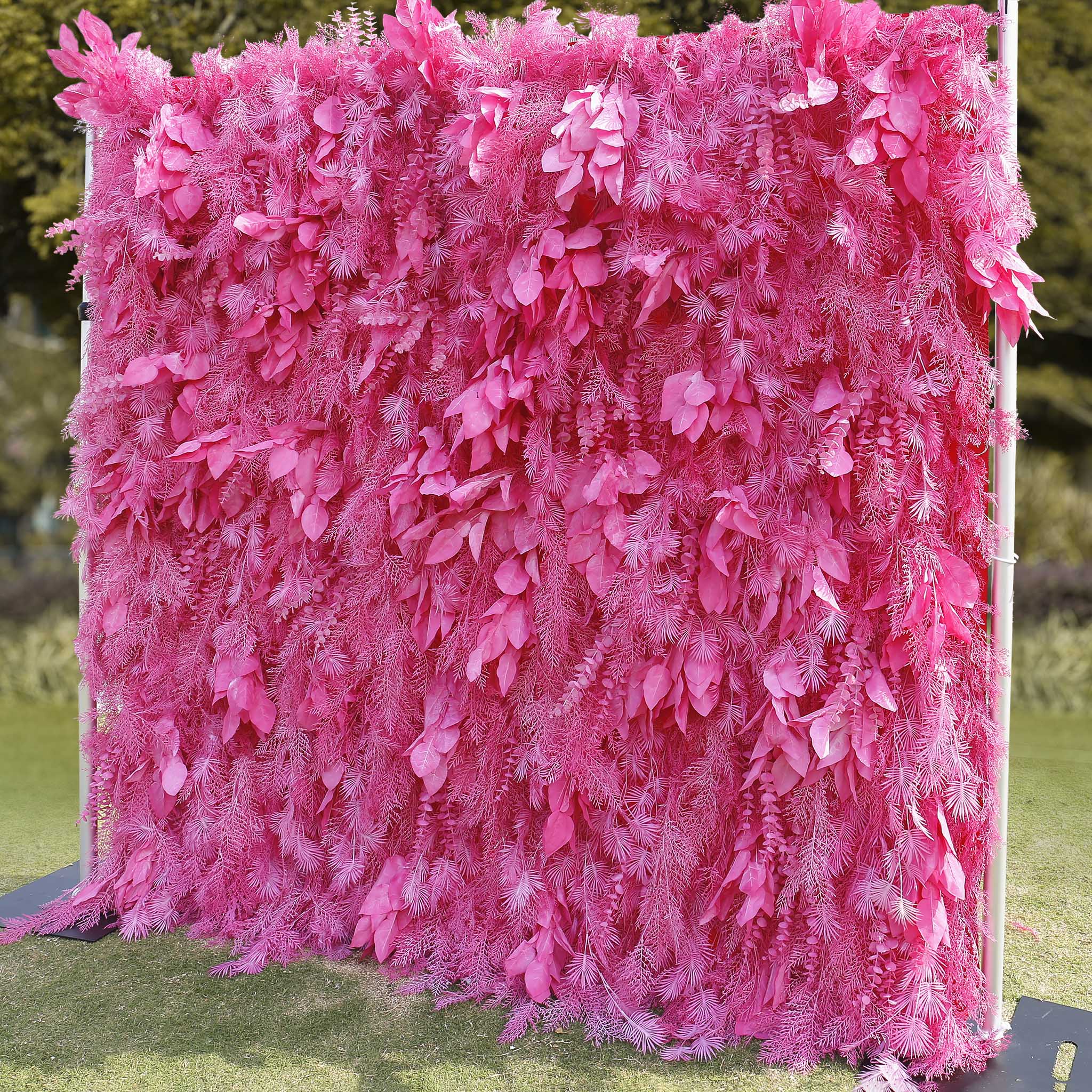 Aliflowers Hot Pink Feathered Leaf Wall – 3D Faux Floral Backdrop for Events & Weddings - Image 8