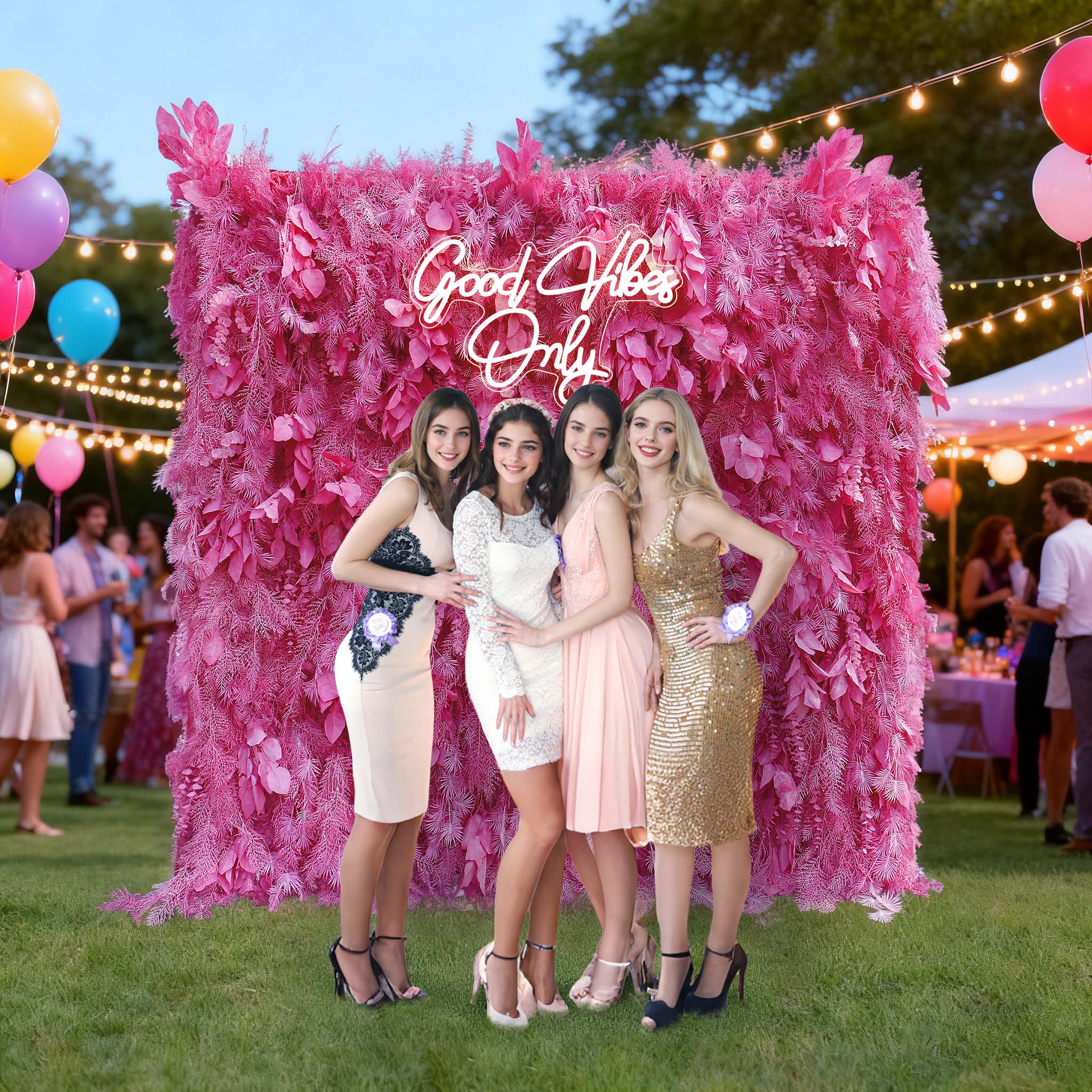 Aliflowers Hot Pink Feathered Leaf Wall – 3D Faux Floral Backdrop for Events & Weddings - Image 9