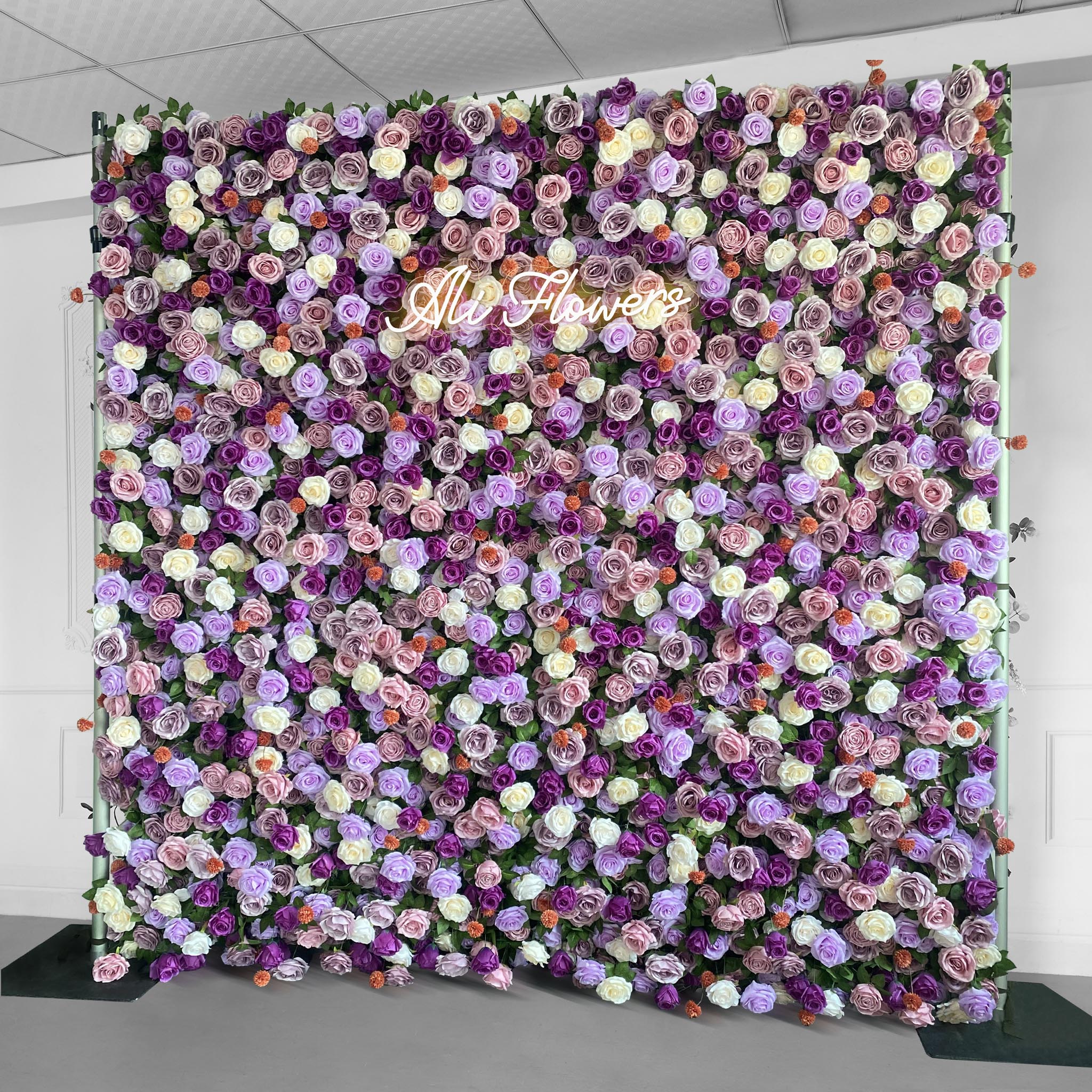 Aliflowers Purple Silk Rose Flower Wall Backdrop For Wedding Events Parties ALFWL118 - Image 12