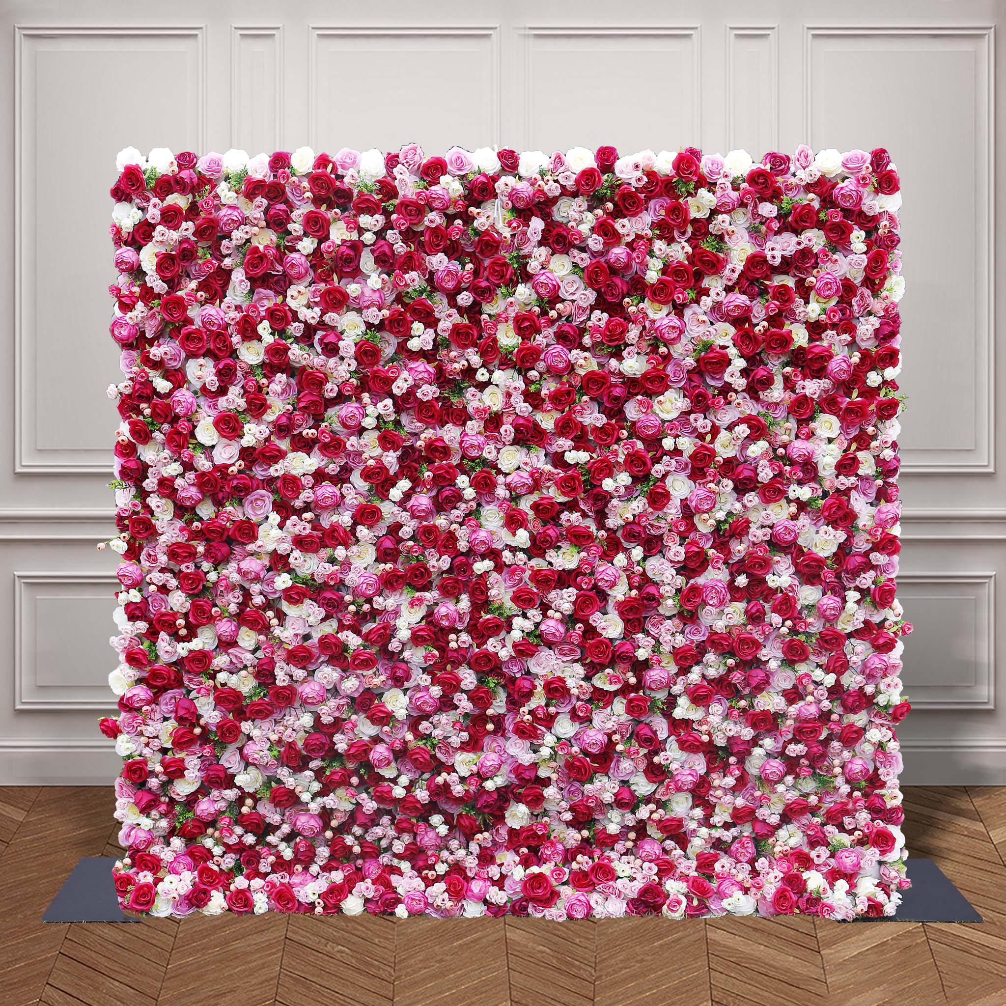 Aliflowers Rustic Style 3D Red Pink Rose Rolling up Curtain Flowers Wall ALFWL047