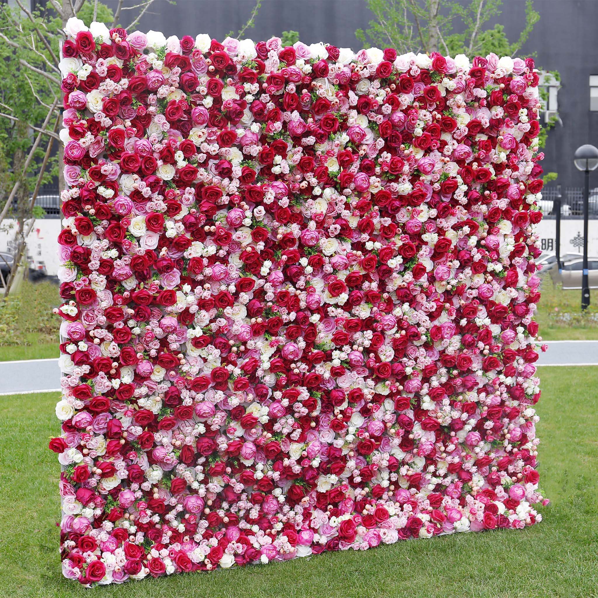 Aliflowers Rustic Style 3D Red Pink Rose Rolling up Curtain Flowers Wall ALFWL047 - Image 11