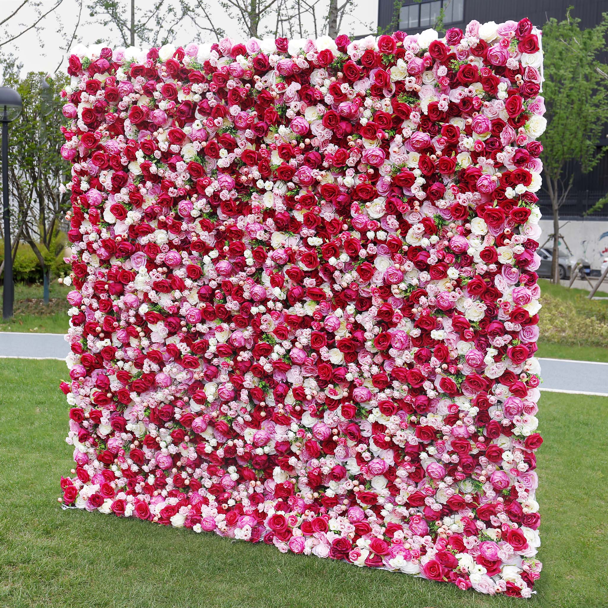 Aliflowers Rustic Style 3D Red Pink Rose Rolling up Curtain Flowers Wall ALFWL047 - Image 13