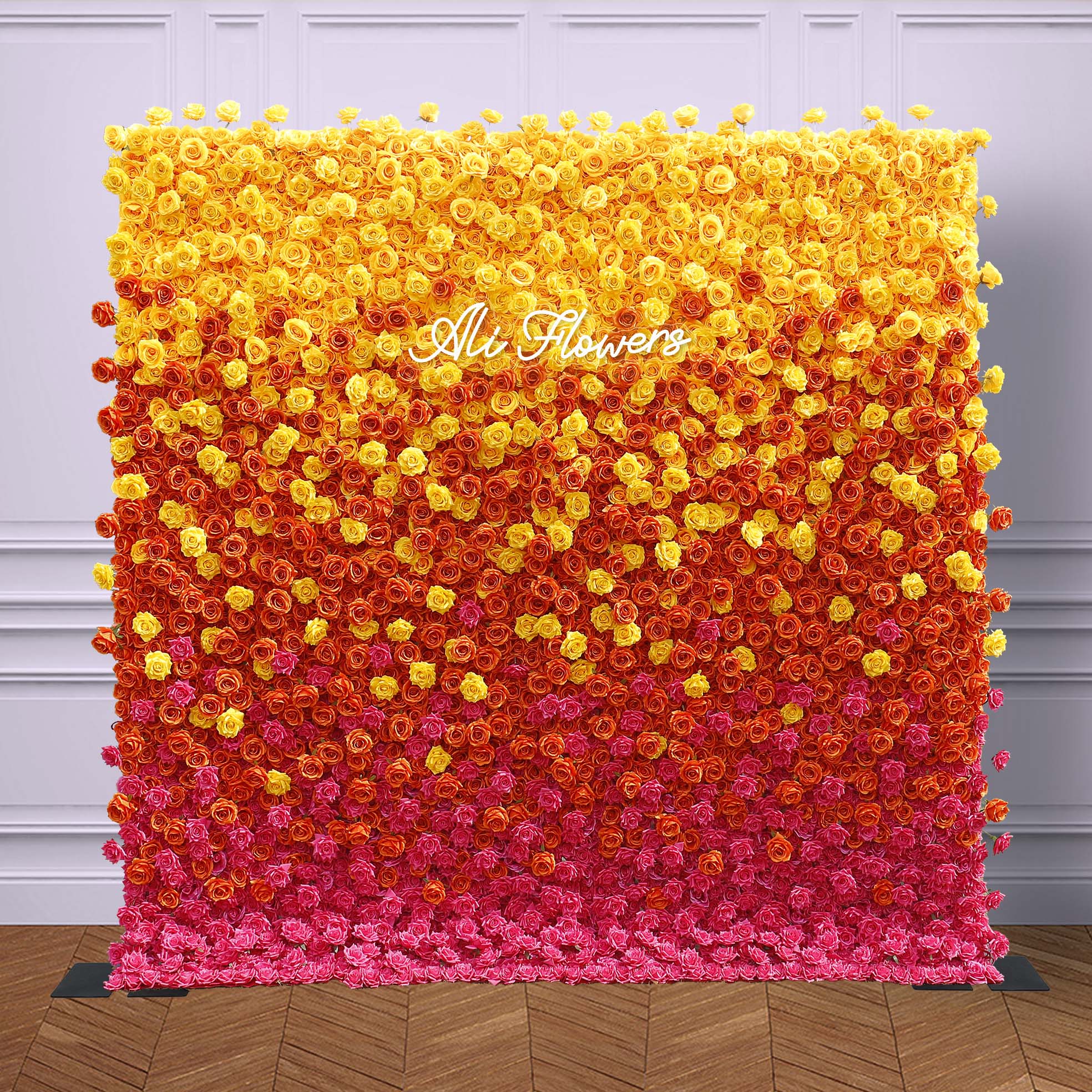 Aliflowers 5D Gradient Rose Orange to Red Sunset Flower Walls ALFWL121