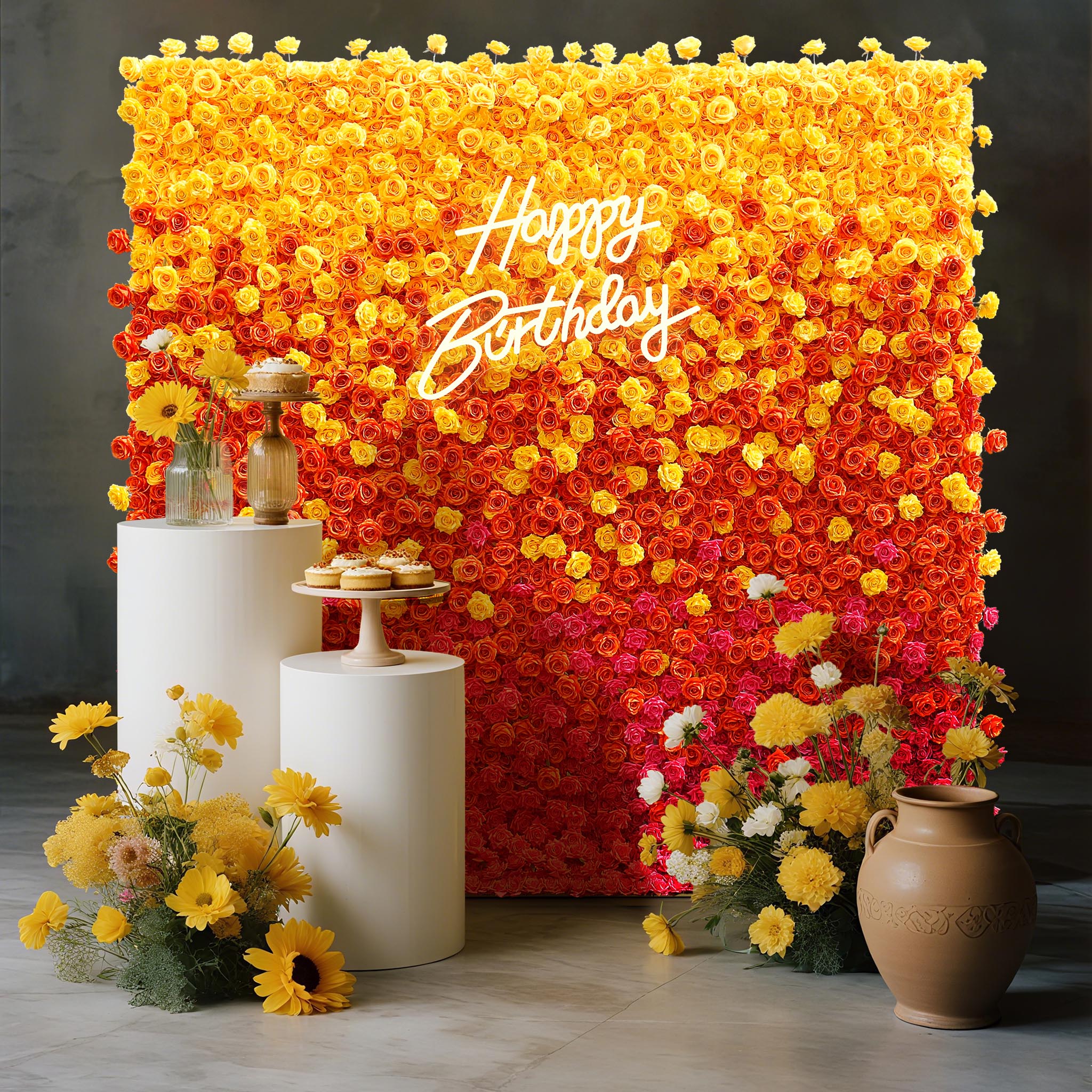 Aliflowers 5D Gradient Rose Orange to Red Sunset Flower Walls ALFWL121 - Image 2