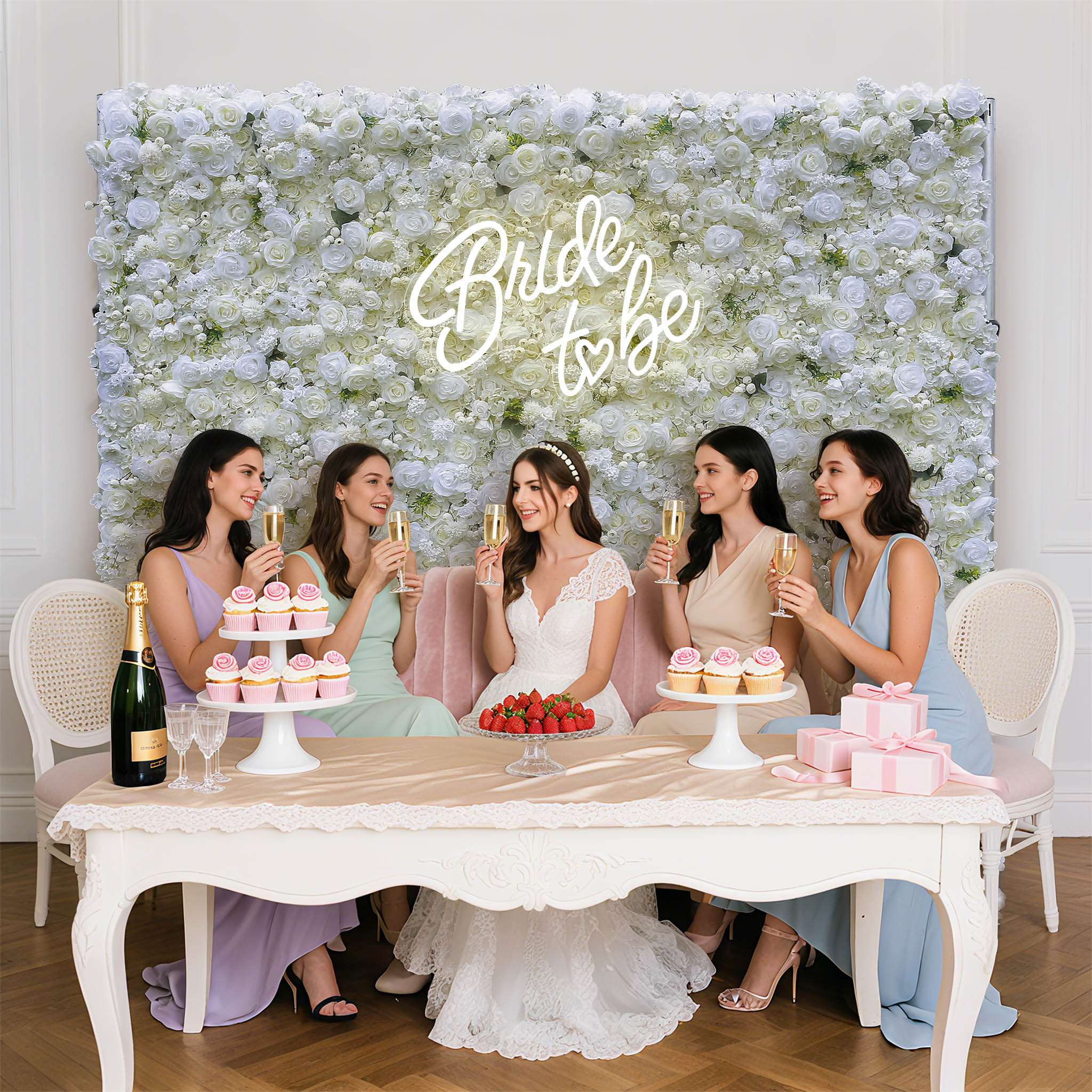 Aliflowers 3D White Rose Artificial Simulation Flower Background Wall for Wedding Event Layout ALFWL074