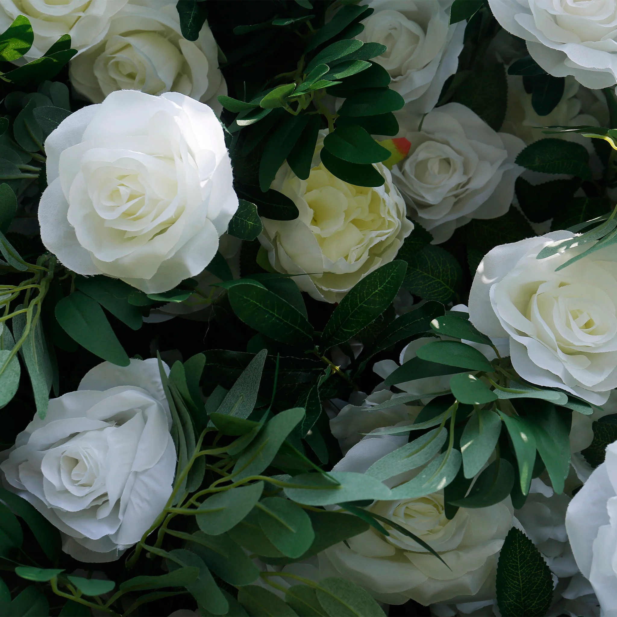 Aliflowers White Rose Green Leaf Floral Row Decor Wedding Backdrop Square Frame GM007 - Image 4